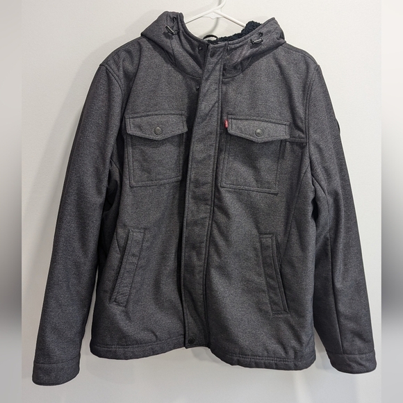 Levi's Other - Levi's Men's Jacket Softhell Sherpa Lined Hood Pockets RN54163 Gray Trucker, L